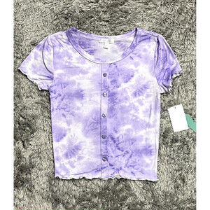 Abound Women's Button Front Top In Light/Pastel Purple Tie Dye Size S